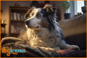 A close-up of a dog's eyes watching an old-fashioned television set, transfixed by the flickering light.