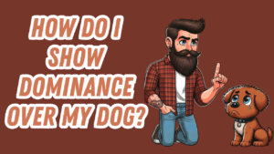 a man holding a finger up telling his dog no