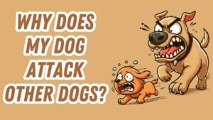 Shocked woman pulling back attacking Pit Bull mix straining to reach another passing dog